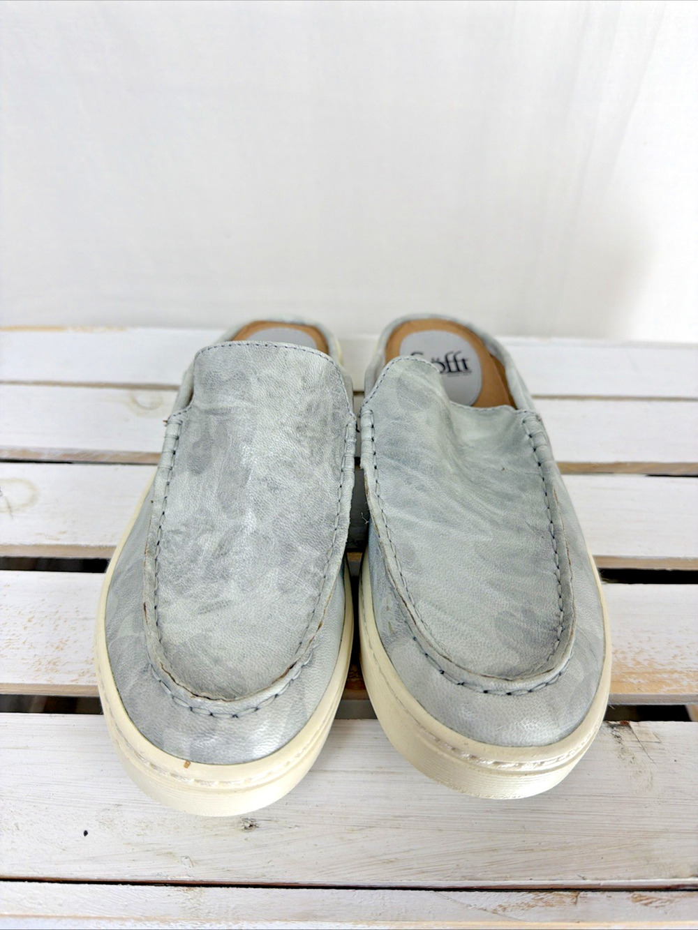 New No Box Sofft Camo Gray Slides Sneaker #1064 Womens 6.5